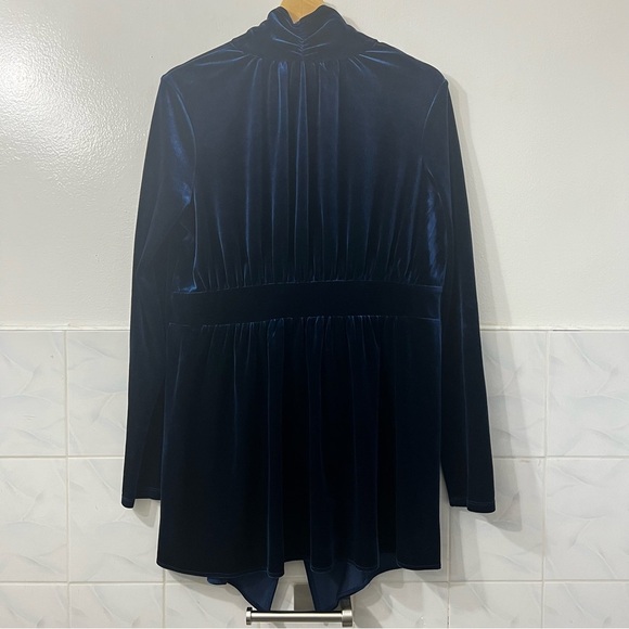 Grace Elements Blue Velvet Duster Cardigan Medium Whimsigoth Fairy Grunge Witchy - Picture 6 of 9